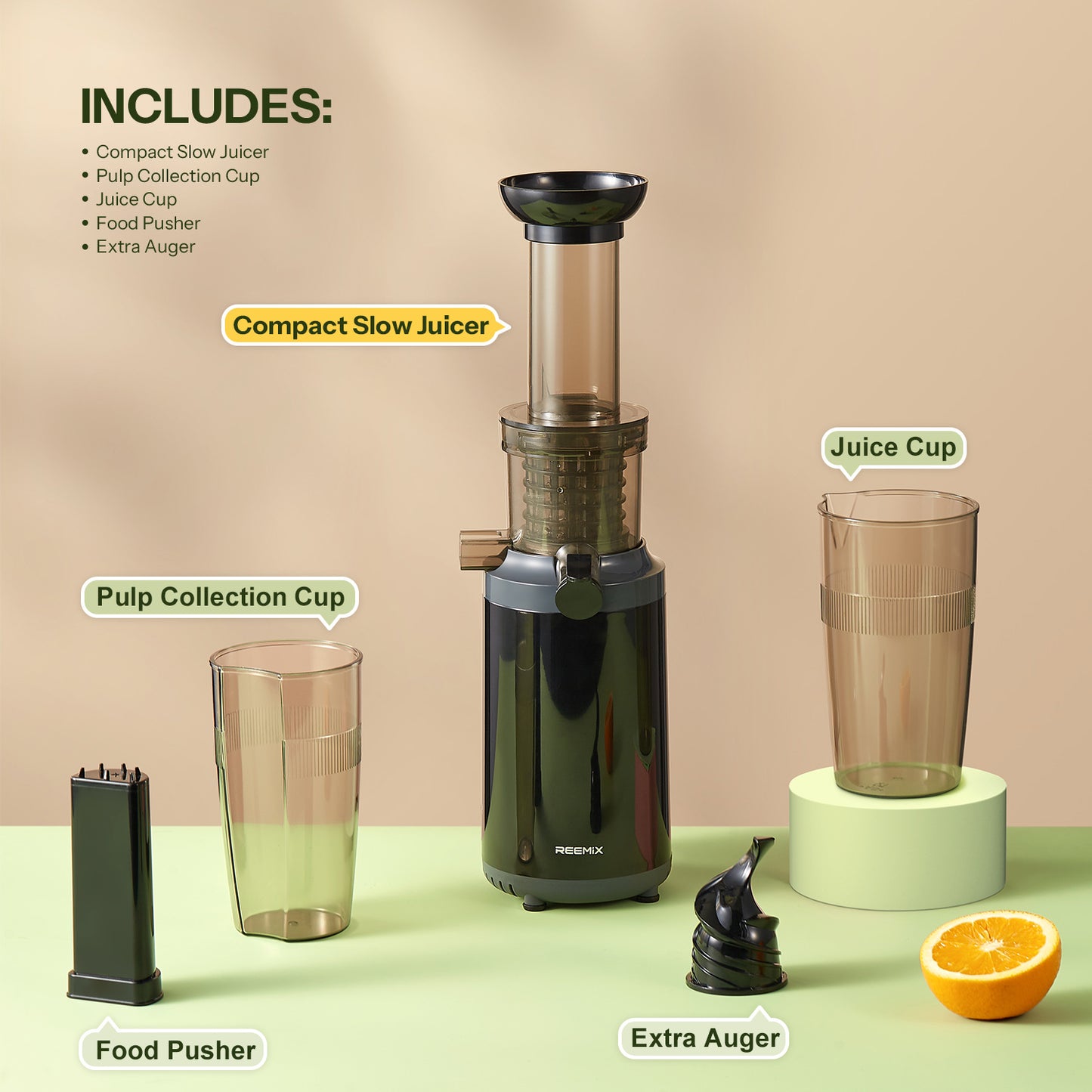 Masticating Juicer Cold Press, Compact & Nutrient-Rich
