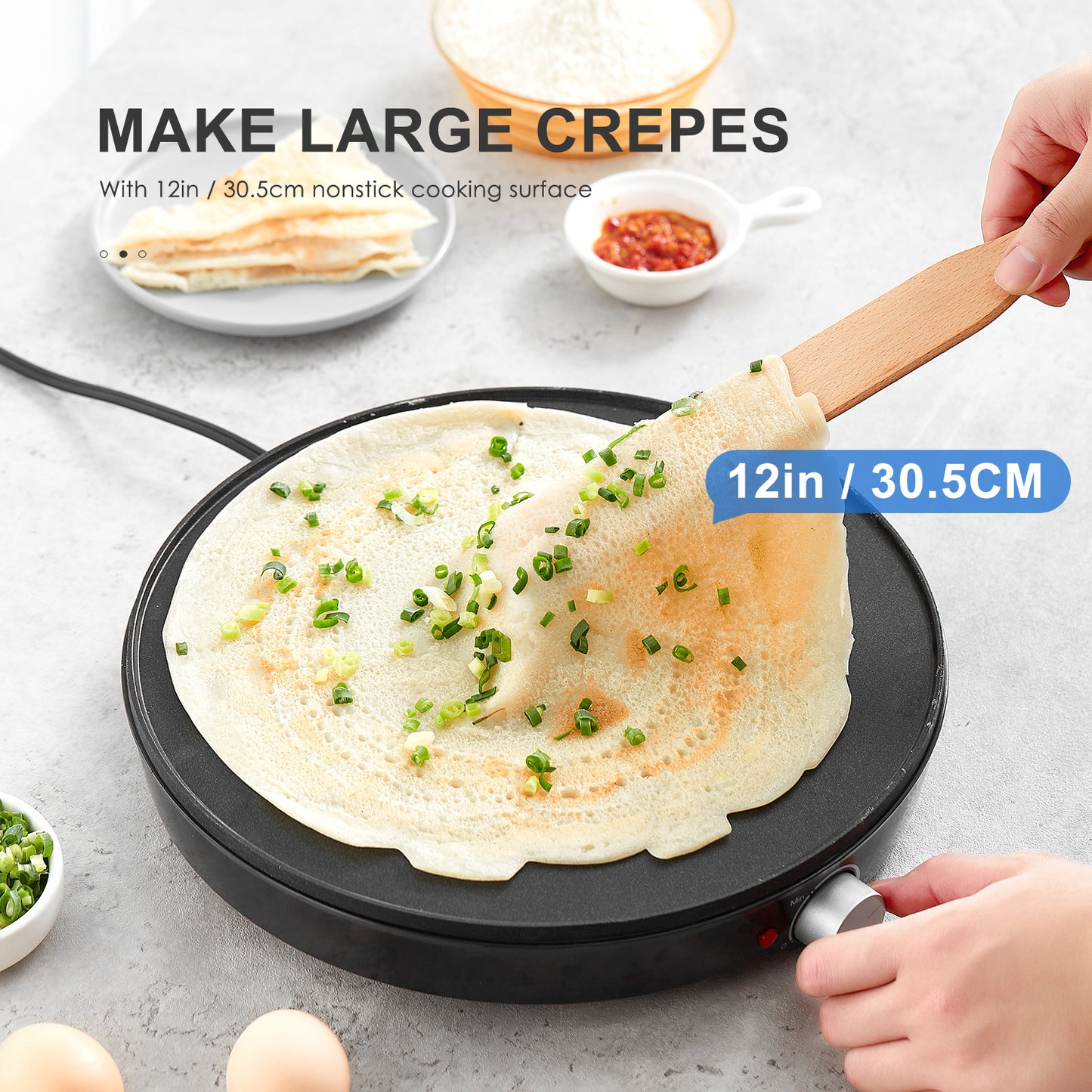 Crepe Maker Machine 12" Nonstick Electric Griddle