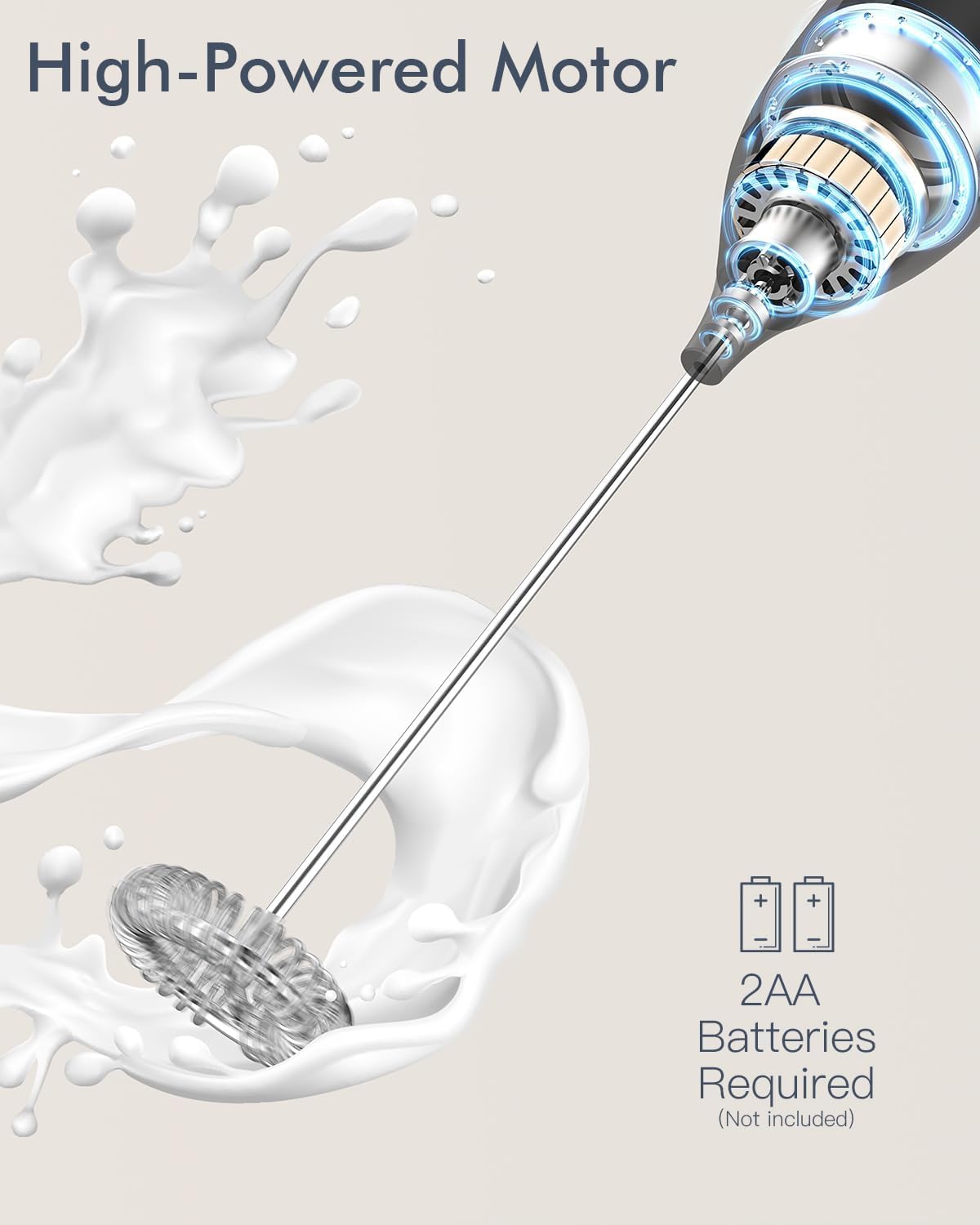 Milk Frother Handheld Electric - Create Creamy Foam in Seconds
