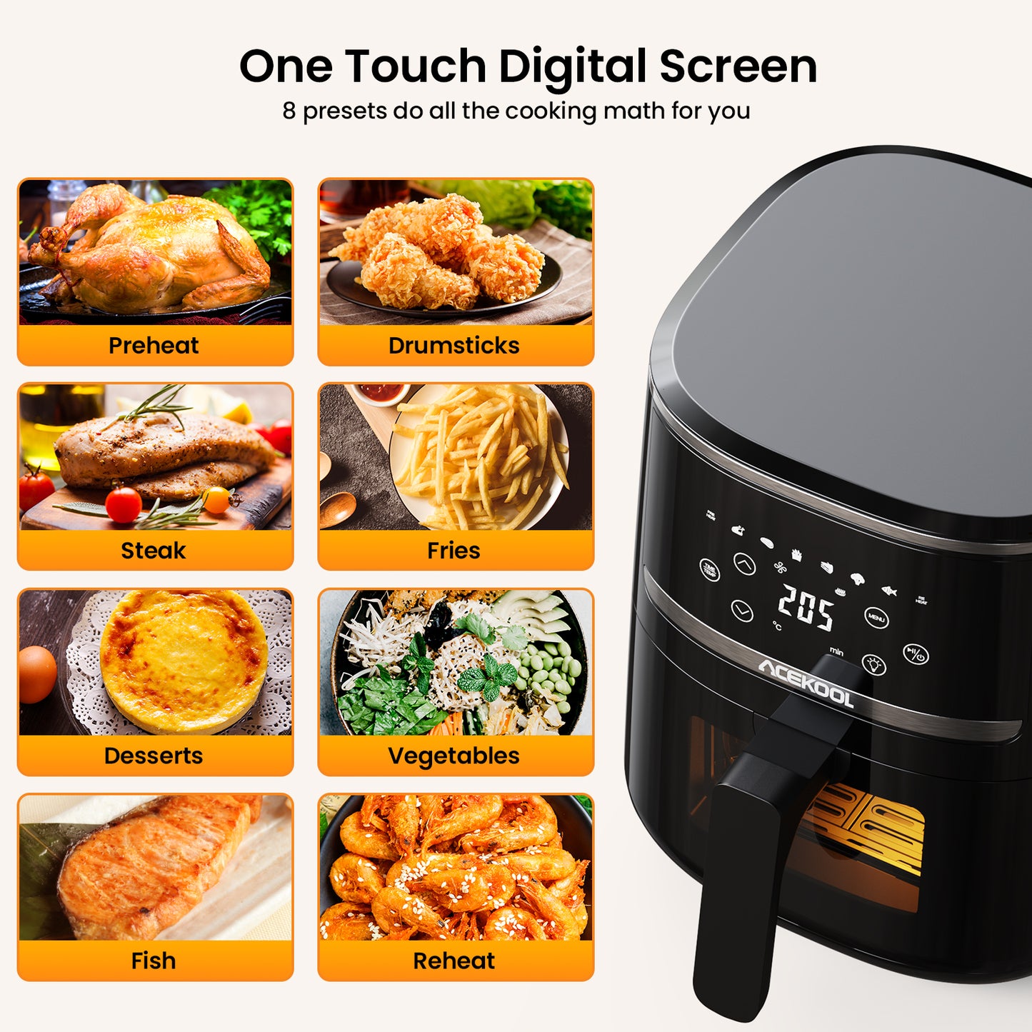 5QT Air Fryer Oven Combo - 10-in-1 Digital Touchscreen Cooker