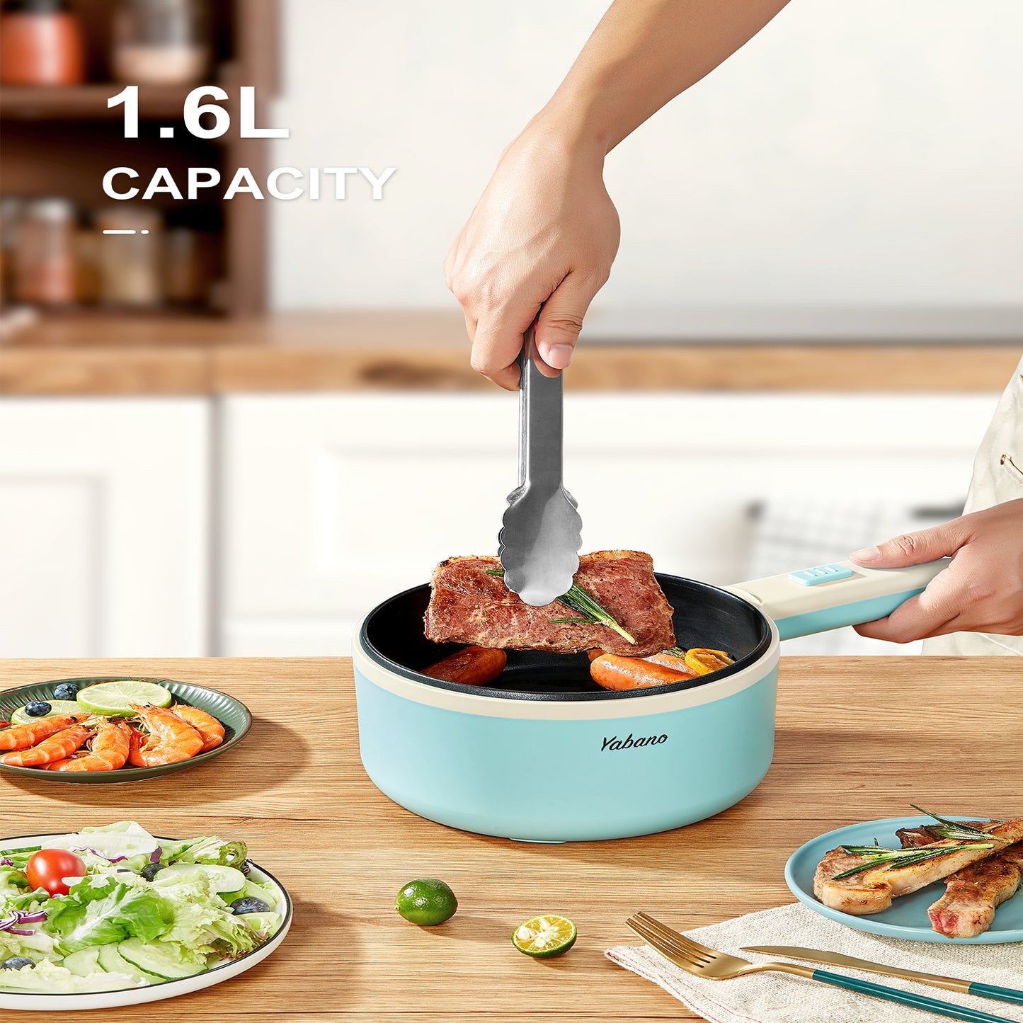 850W Electric Pot: Non-Stick, Dual Power, Portable