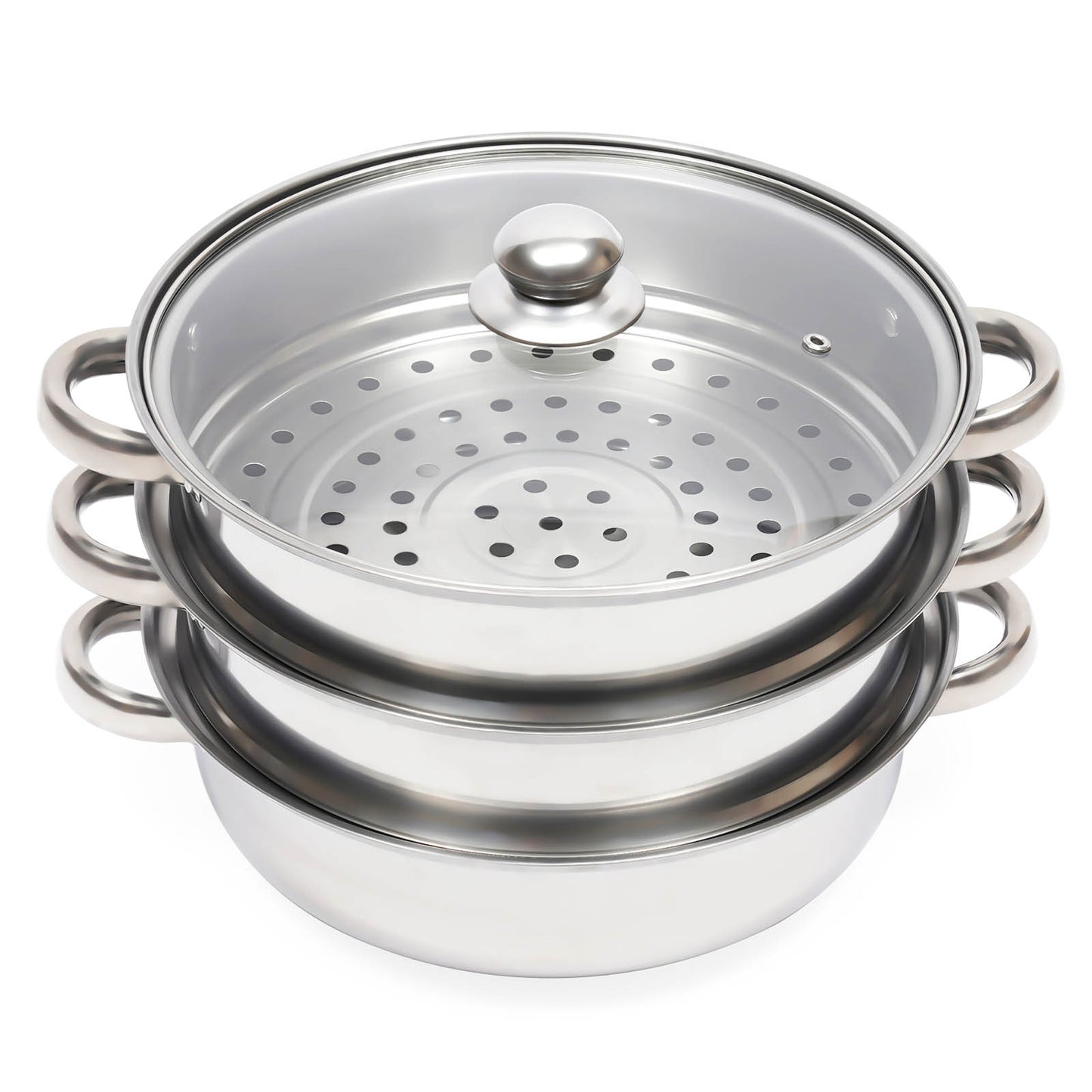 Stainless Steel Steamer Pot - 3-Tier Stackable & Durable
