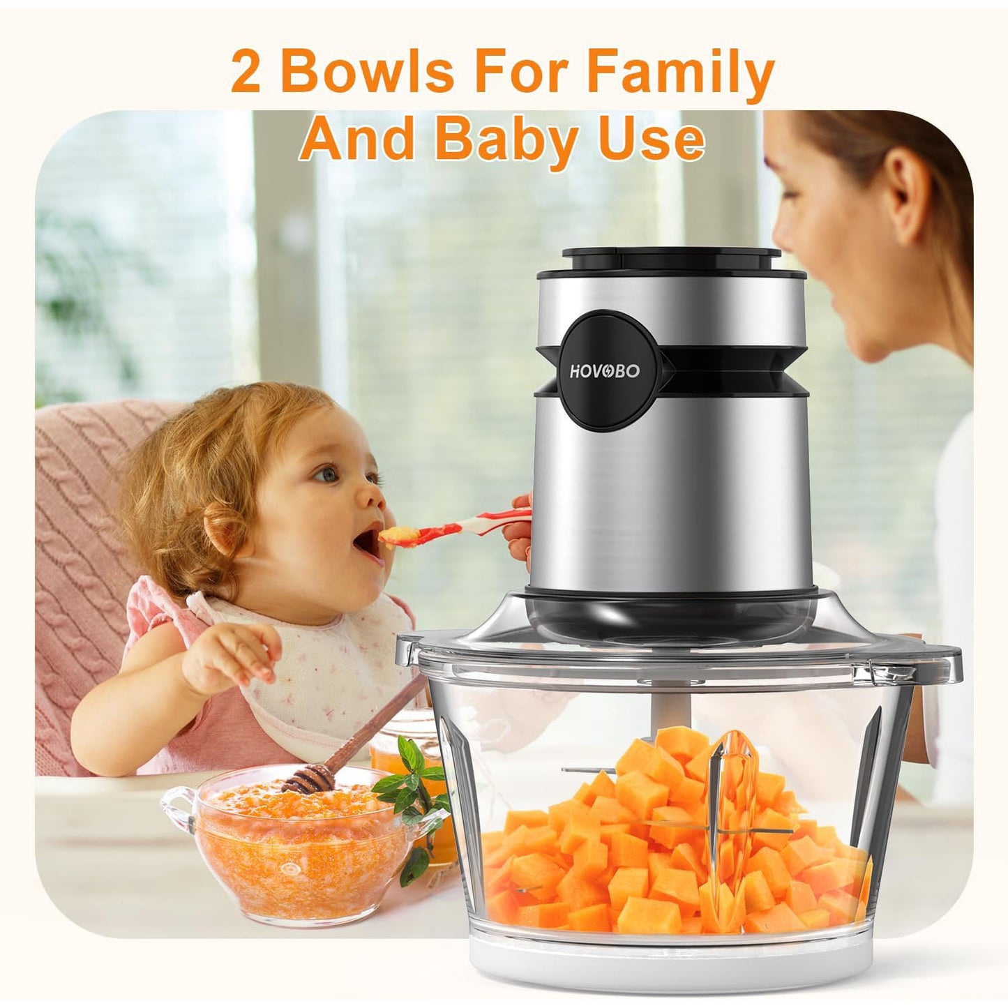 2 Speed 500W Food Processor - Meat Grinder & Vegetable Slicer