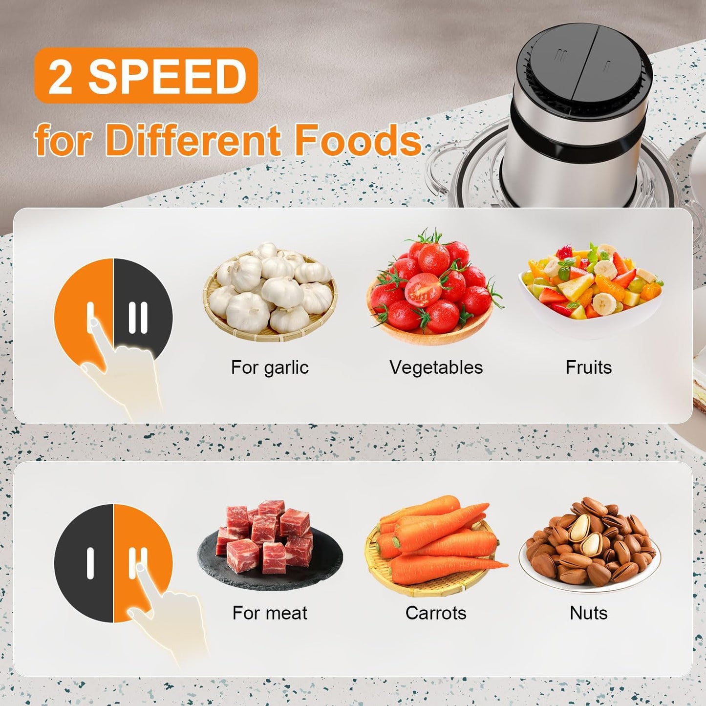2 Speed 500W Food Processor - Meat Grinder & Vegetable Slicer