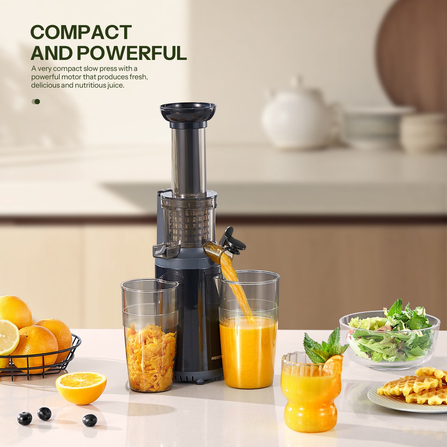 Masticating Juicer Cold Press, Compact & Nutrient-Rich