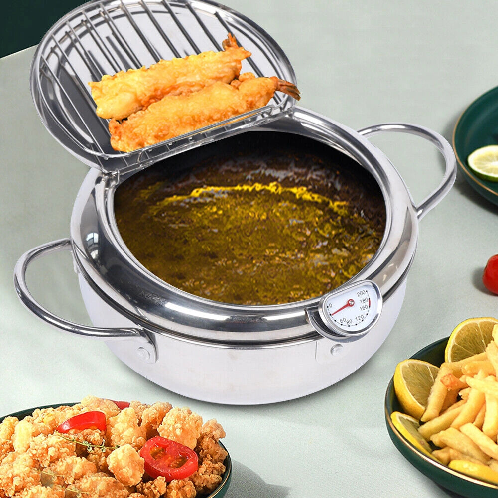 Stainless Steel Deep Fryer Pan - 2.2L with Temp Control
