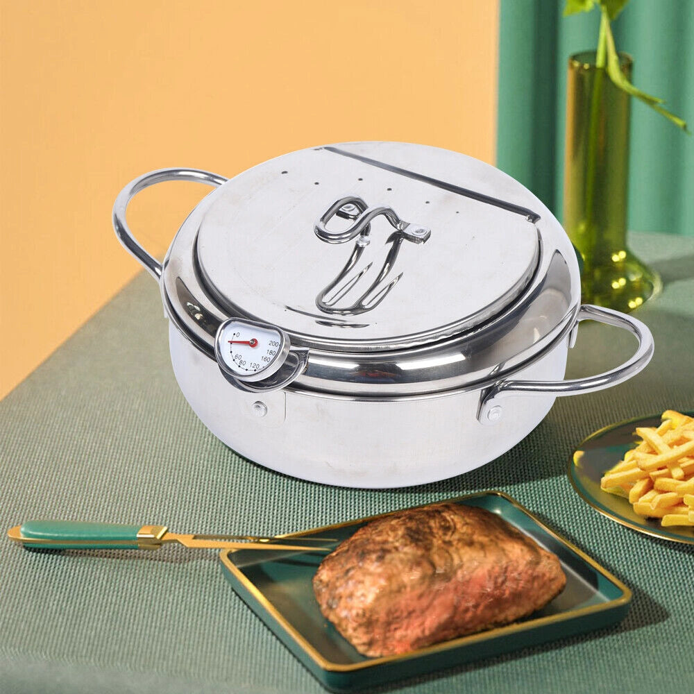 Stainless Steel Deep Fryer Pan - 2.2L with Temp Control