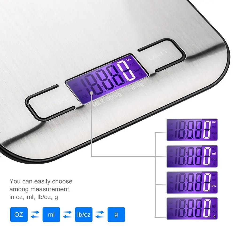 Digital Kitchen Scale 5kg - Slim, Precise, Stainless Steel