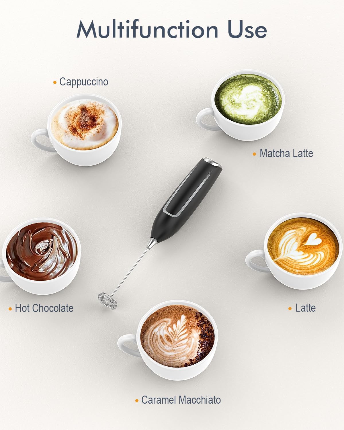 Milk Frother Handheld Electric - Create Creamy Foam in Seconds