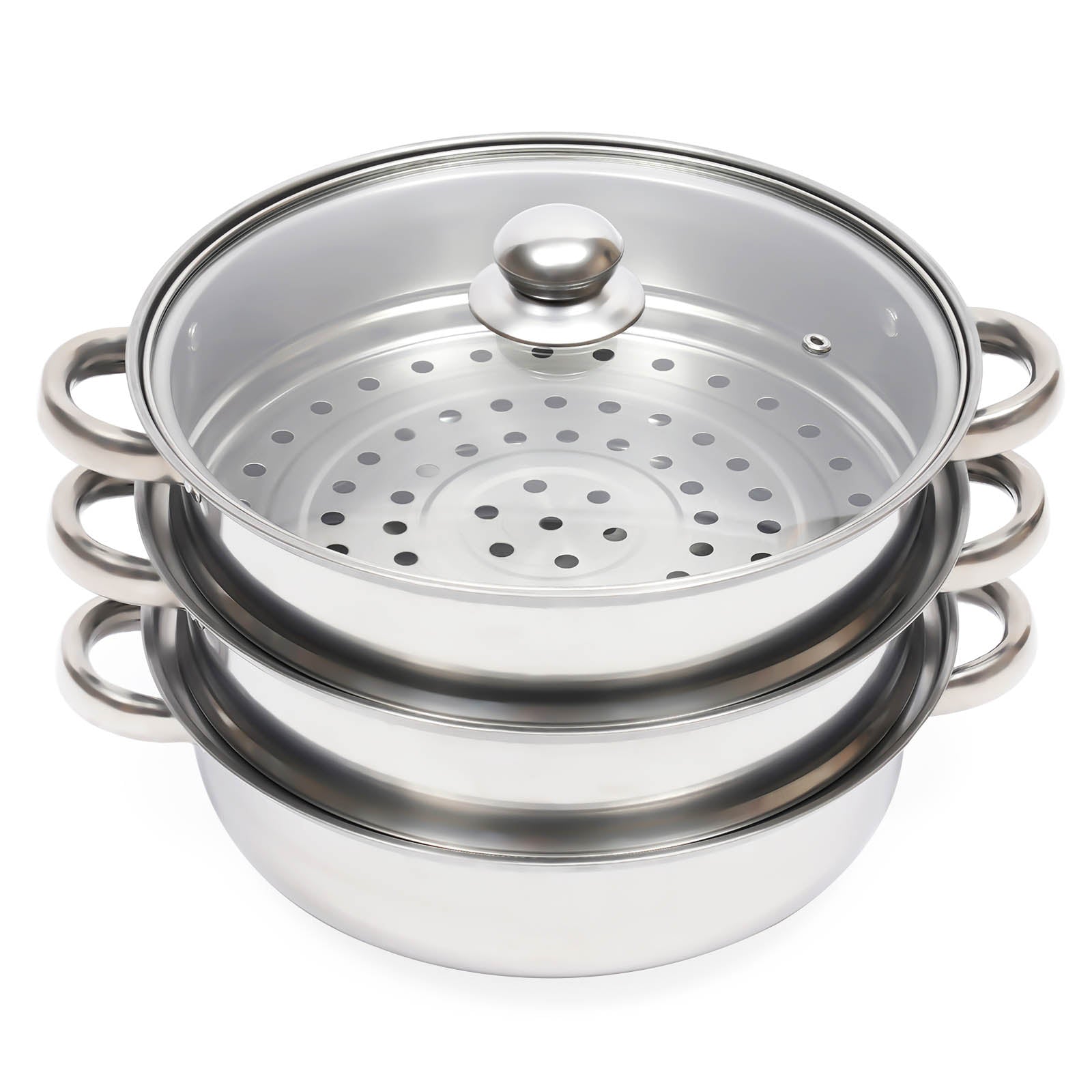Stainless Steel Steamer Pot - 3-Tier Stackable & Durable