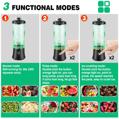 Portable Mini Blender 600ml - USB Rechargeable Smoothie Maker