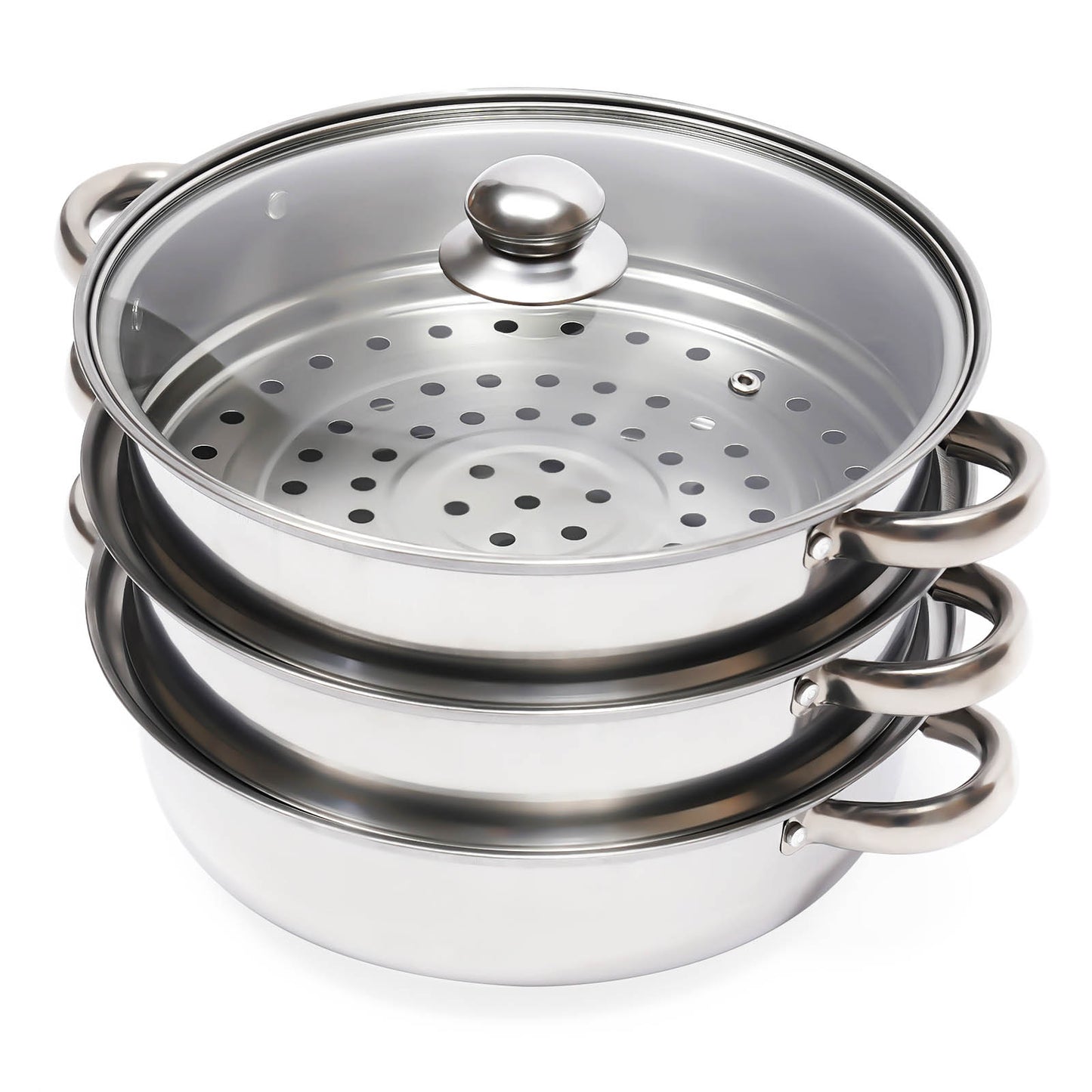 Stainless Steel Steamer Pot - 3-Tier Stackable & Durable