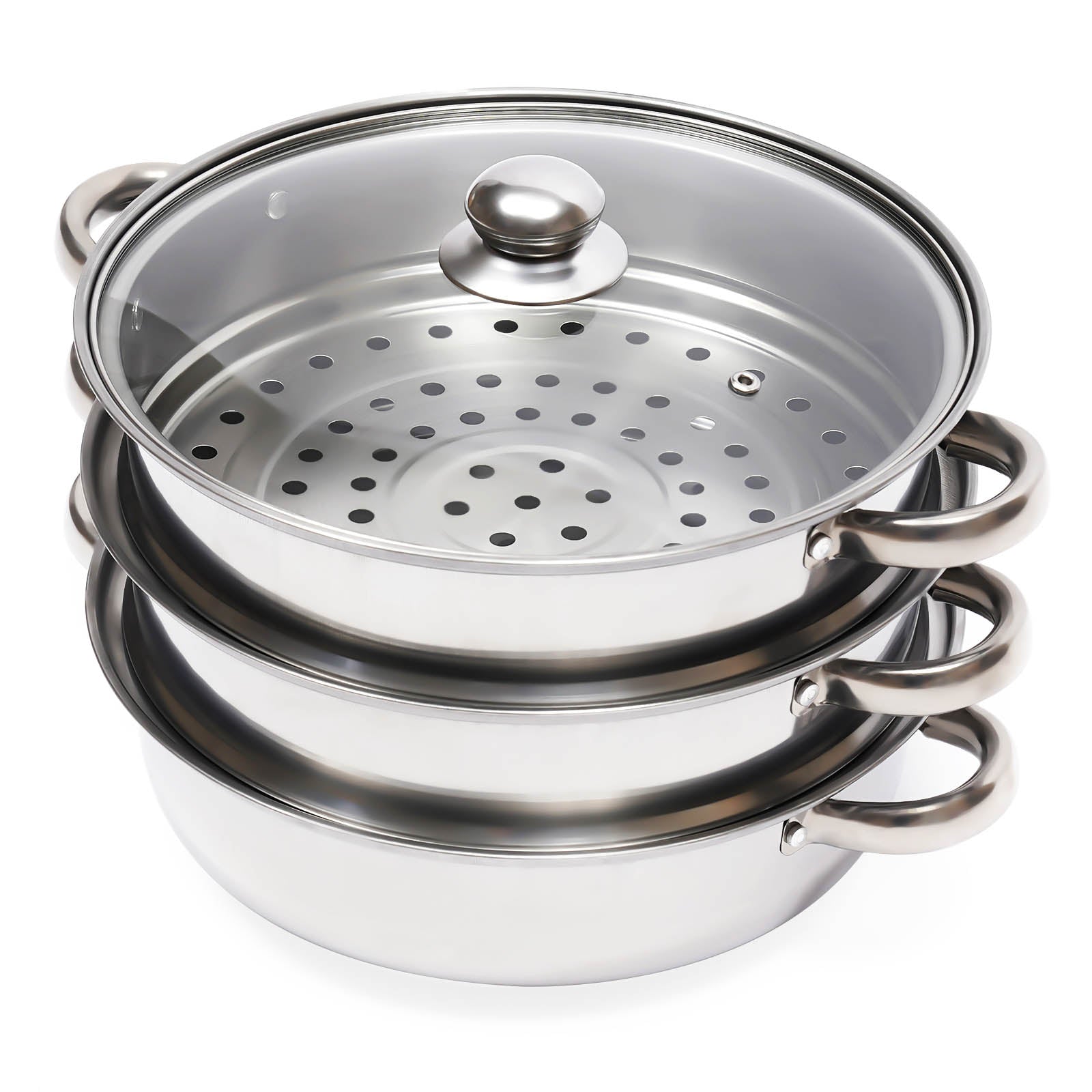 Stainless Steel Steamer Pot - 3-Tier Stackable & Durable