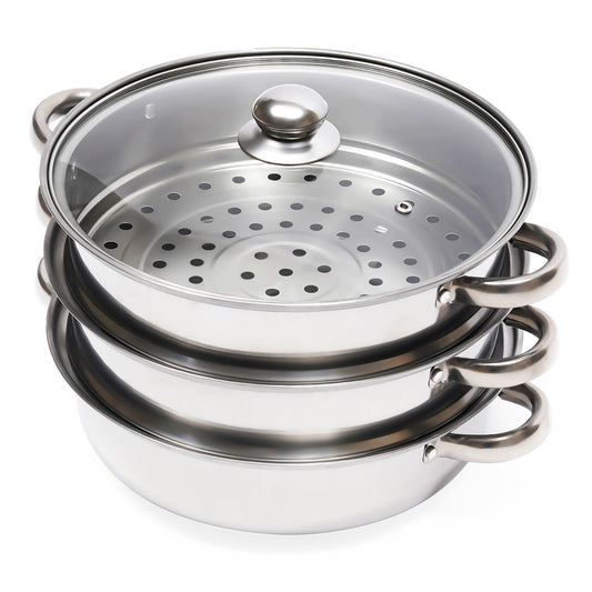 Stainless Steel Steamer Pot - 3-Tier Stackable & Durable