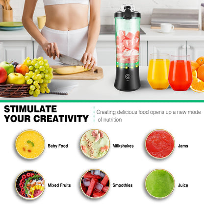 Portable Mini Blender 600ml - USB Rechargeable Smoothie Maker