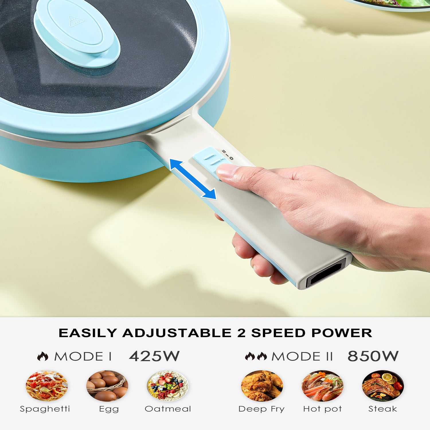 850W Electric Pot: Non-Stick, Dual Power, Portable