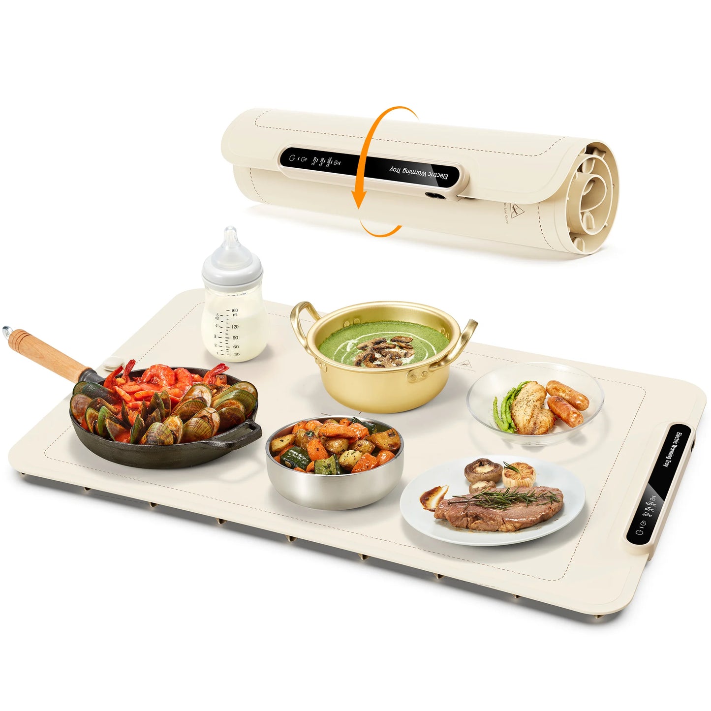 Electric Warming Tray - Rapid Heat, Portable & Rollable Design